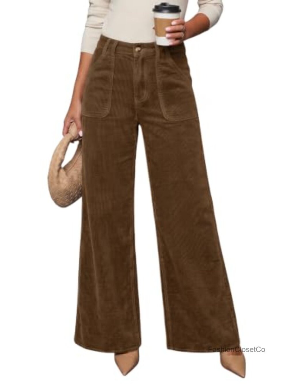 Wide Leg Corduroy Pants High Waisted Comfortable Fall Winter